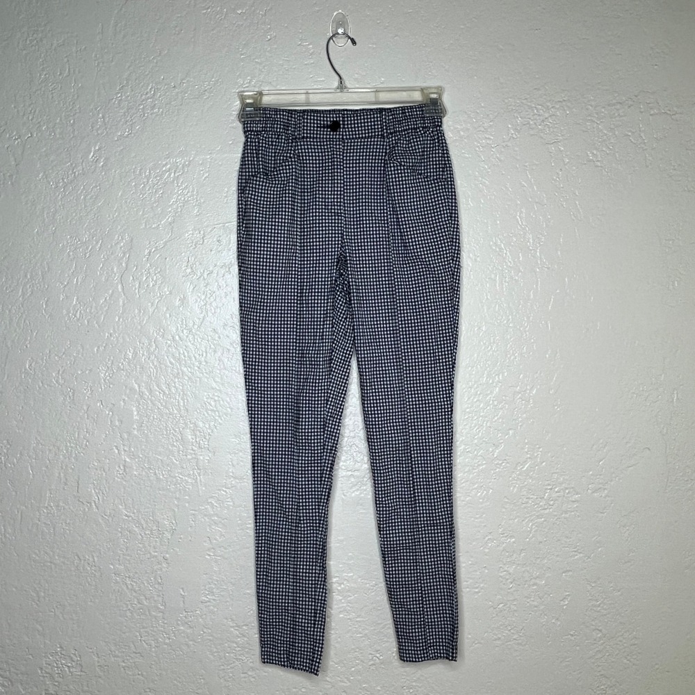 Urban Outfitters Gingham High Waisted Skinny Pants Black White XS Elastic Waist